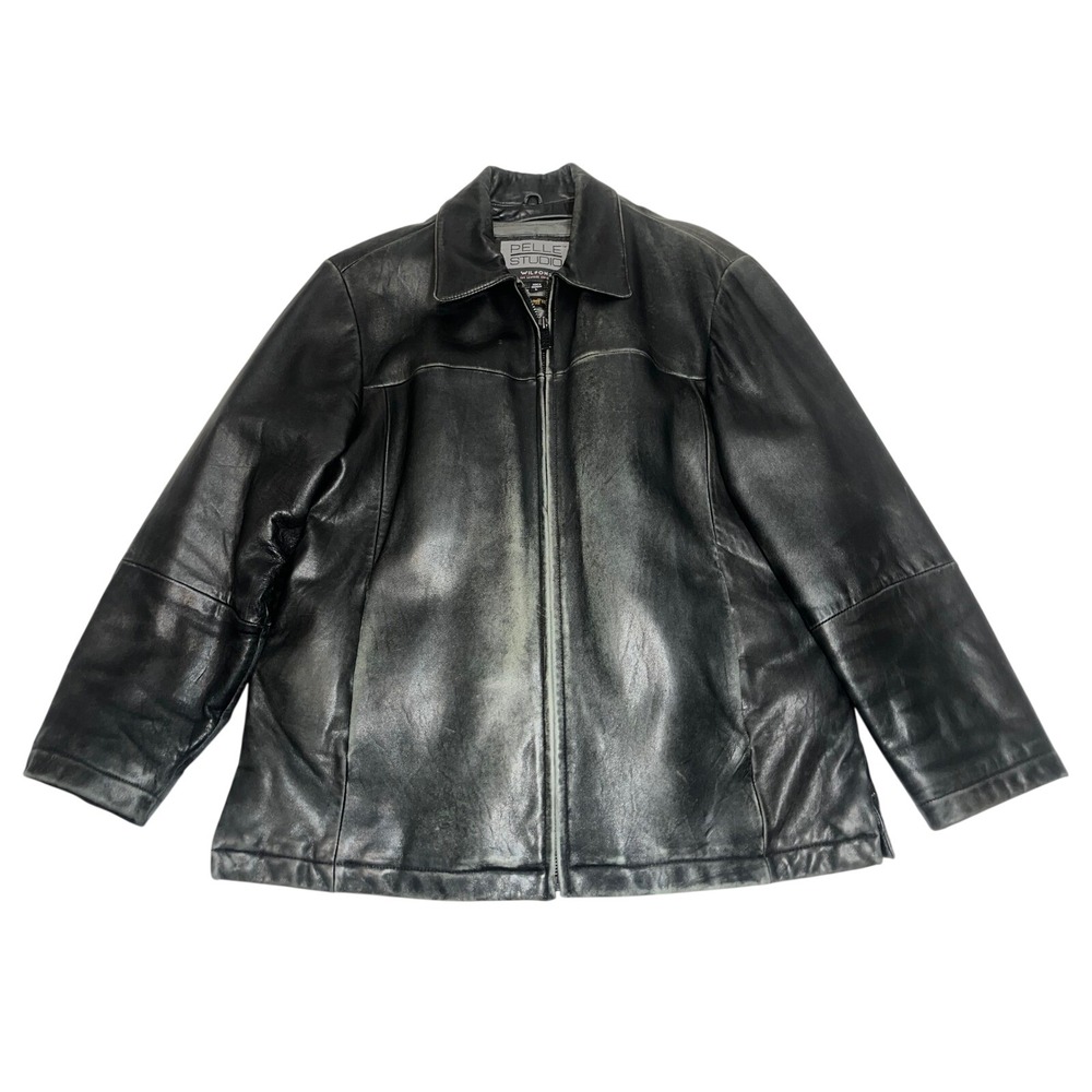 Vintage‎ Pelle Studio Mens Black Leather Jacket Full Zip Thinsulate L Distressed